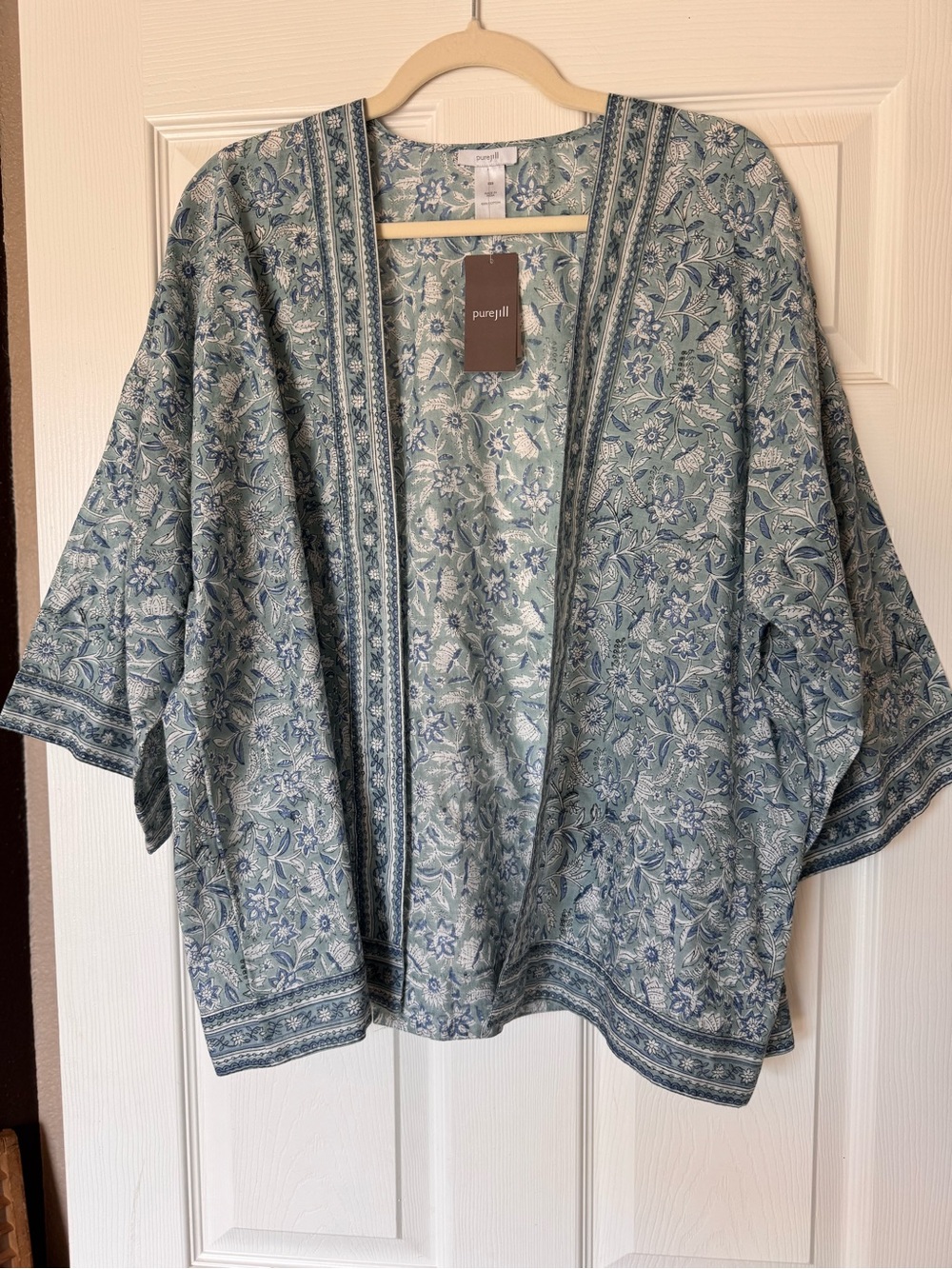 J. Jill Floral Open Kimono in Light Blue